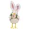 8.75" Floral Easter Chick Accent with Polka Dot Faux Fur Rabbit Ears